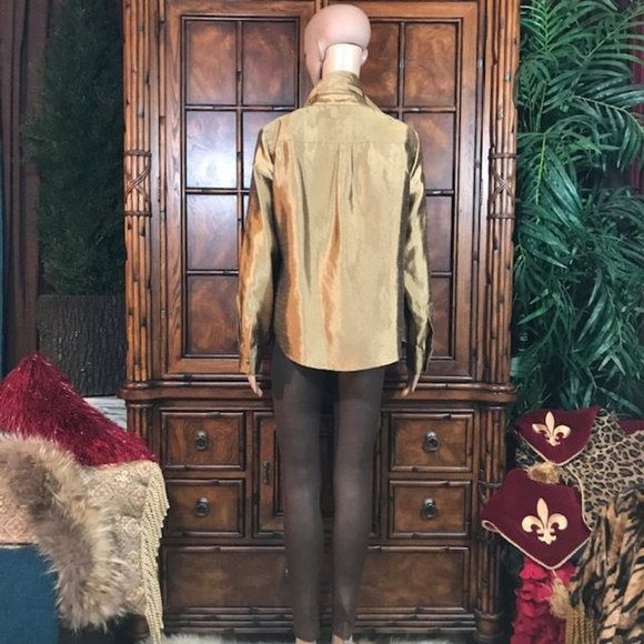 NWOT Kasper Gold Label Shantung Texture Gold Rush Top - Picture 4 of 11